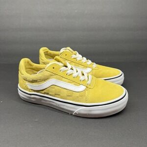 VANS Women's Ward Deluxe Deboss Checkerboard Cream Gold Skate Shoes Size 5